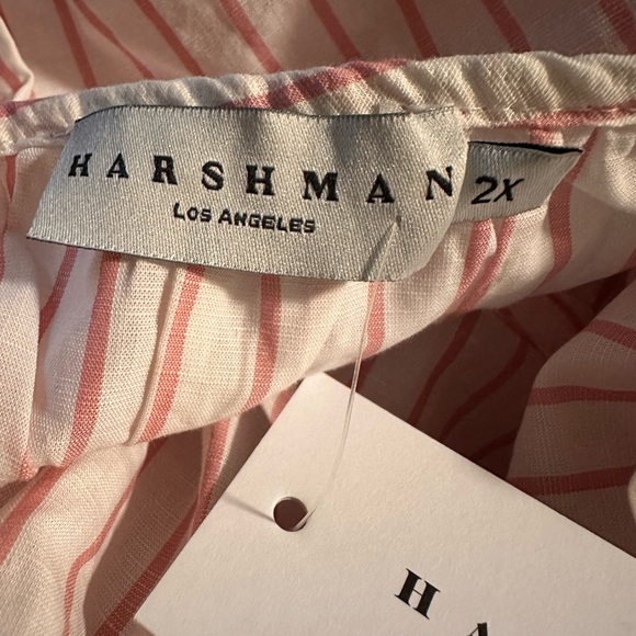 NWT HARSHMAN Alize Flutter Sleeve Top in White/Rose Pink Stripes. MSRP $225 - Picture 5 of 9